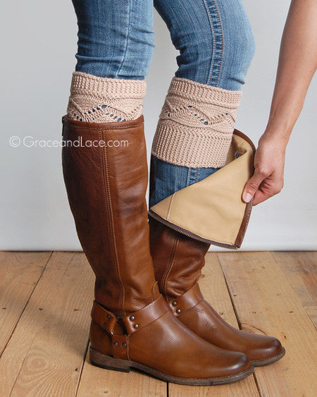 Grace and Lace Cable Knit Boot Cuffs - Natural