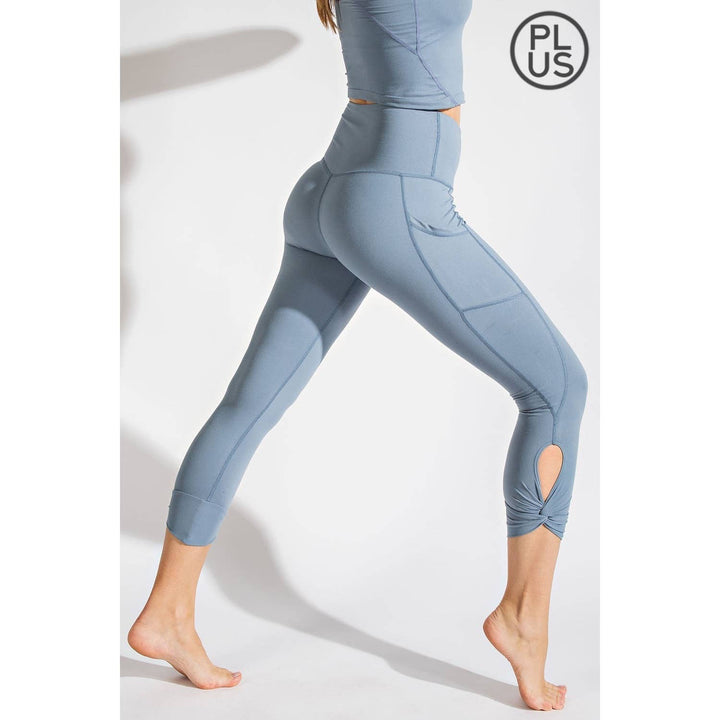 RAE MODE PLUS SIZE CAPRI KEYHOLE YOGA LEGGINGS - DESERT SUN