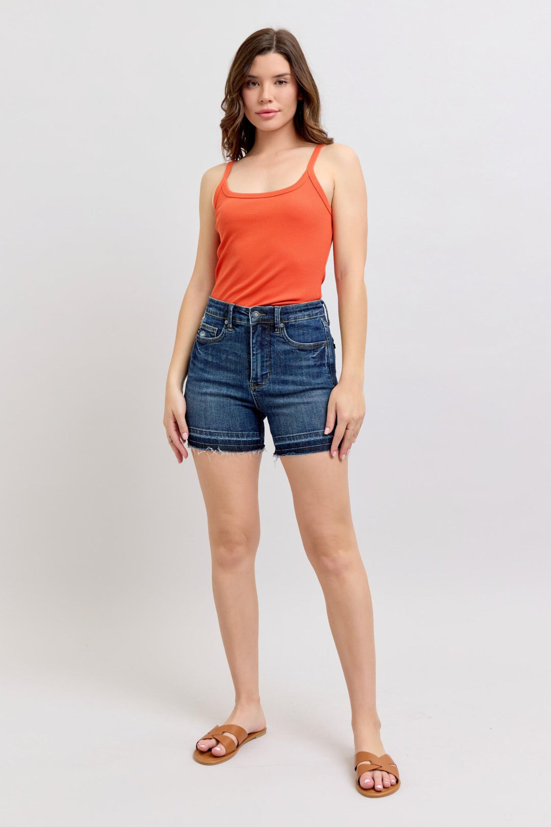 Judy Blue High Waisted Tummy Control Destroy Release Hem Shorts