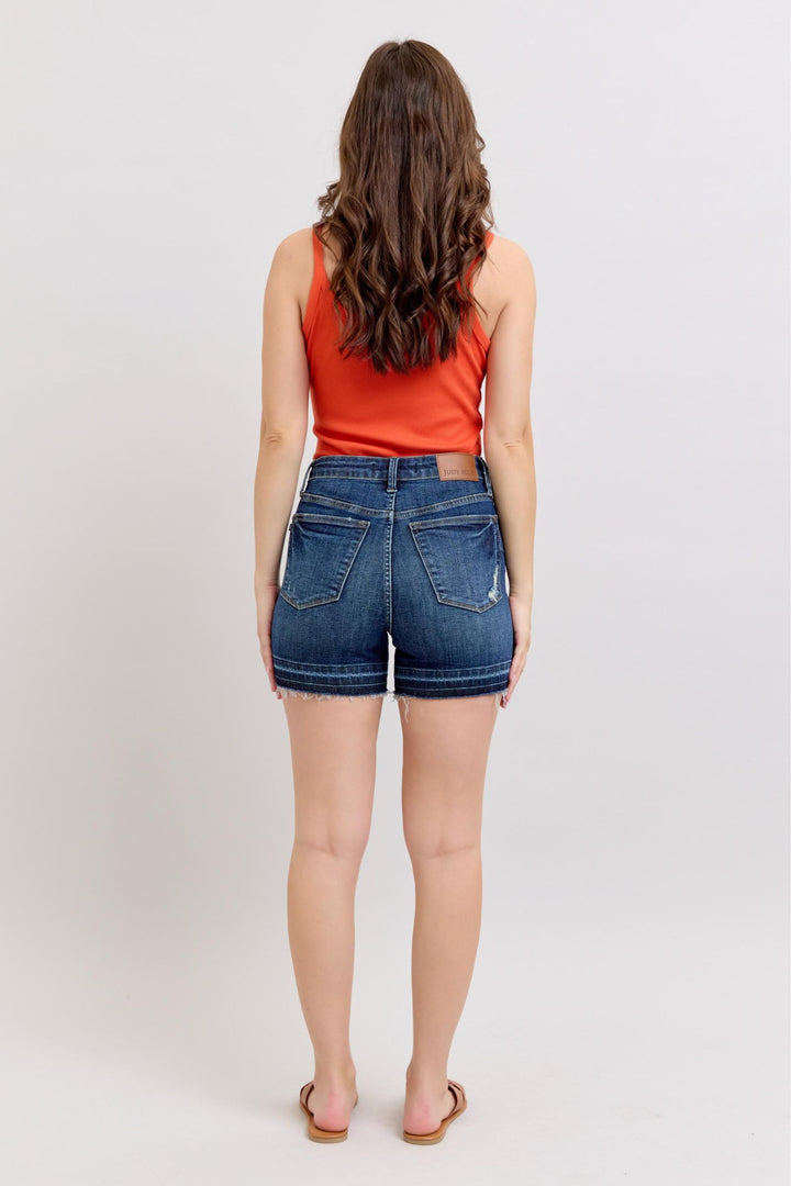 Judy Blue High Waisted Tummy Control Destroy Release Hem Shorts
