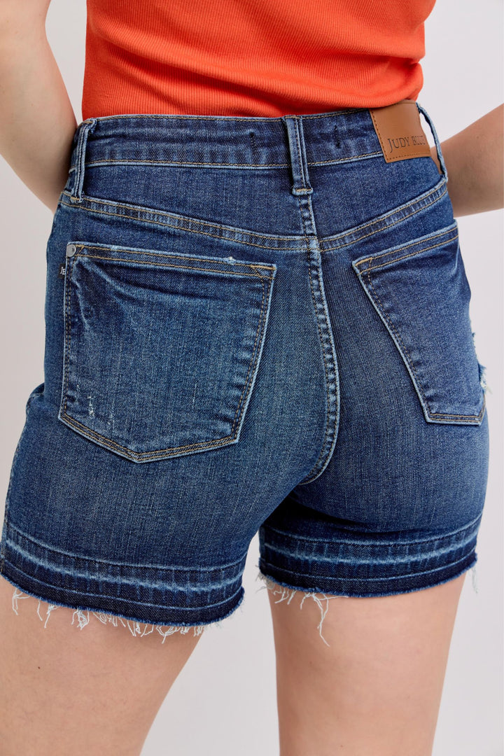 Judy Blue High Waisted Tummy Control Destroy Release Hem Shorts