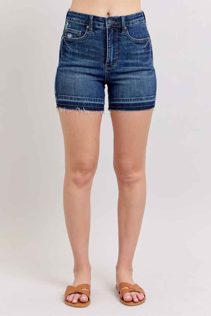 Judy Blue High Waisted Tummy Control Destroy Release Hem Shorts