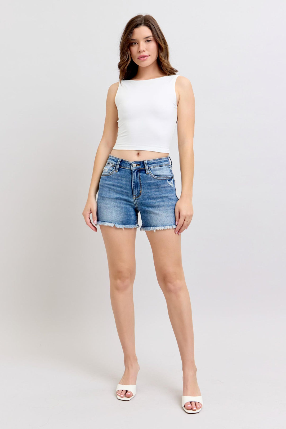 Judy Blue High Waisted Vintage Wash Shorts w/Fray Hem