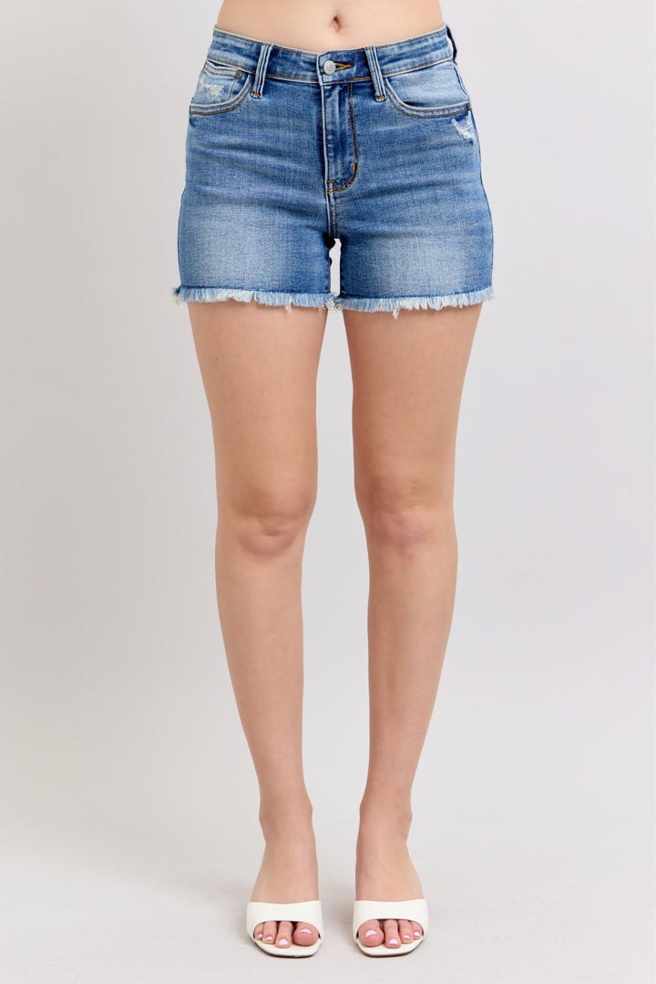 Judy Blue High Waisted Vintage Wash Shorts w/Fray Hem