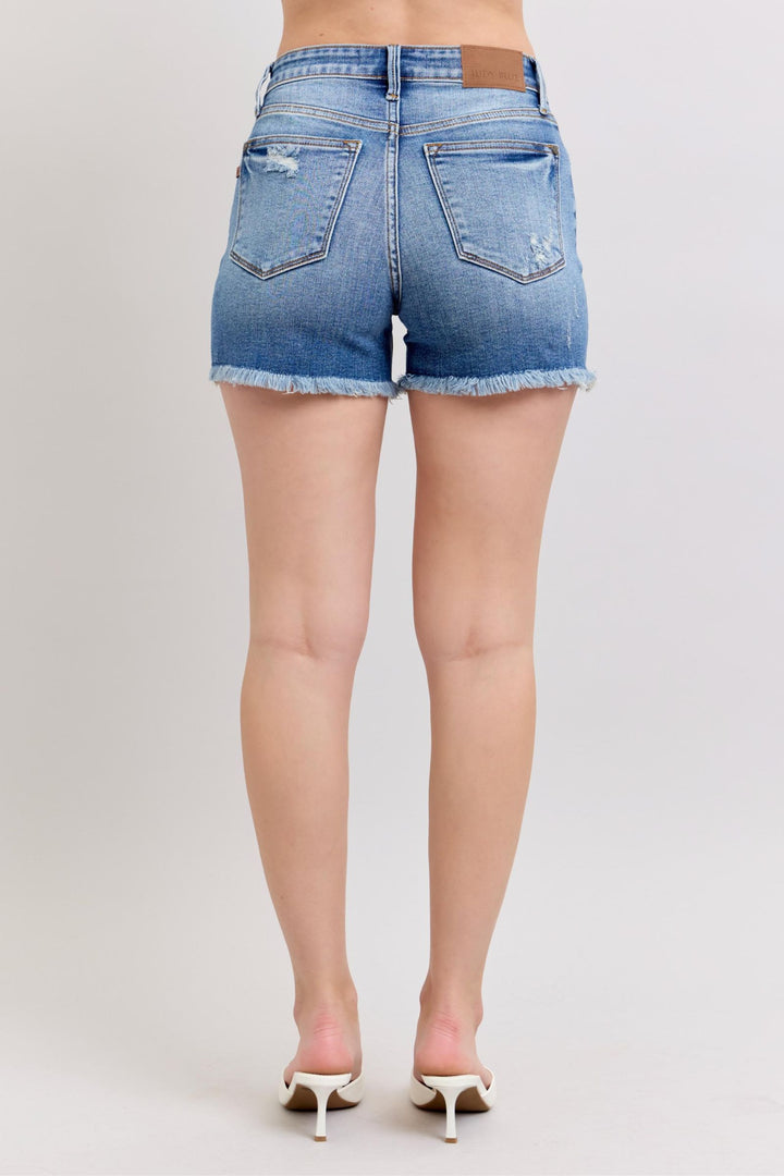 Judy Blue High Waisted Vintage Wash Shorts w/Fray Hem