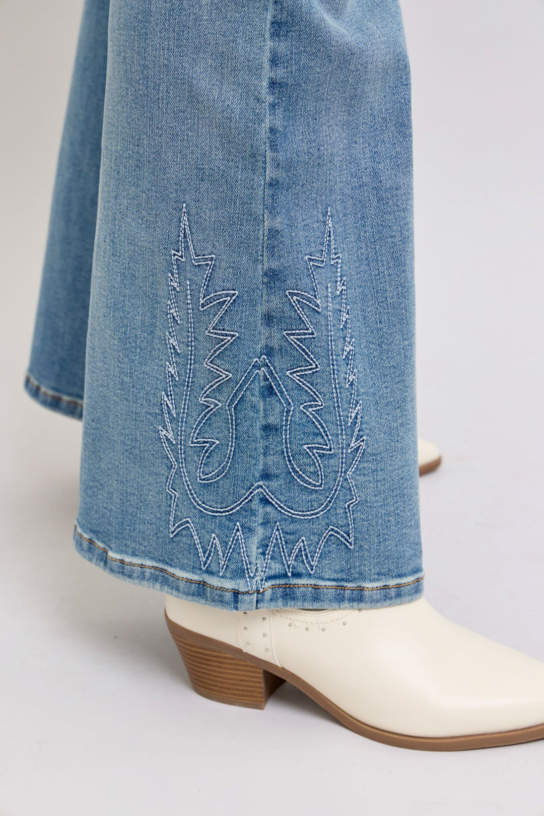 Judy Blue High Waist Western Embroidery Detail Flare Denim - Plus Size