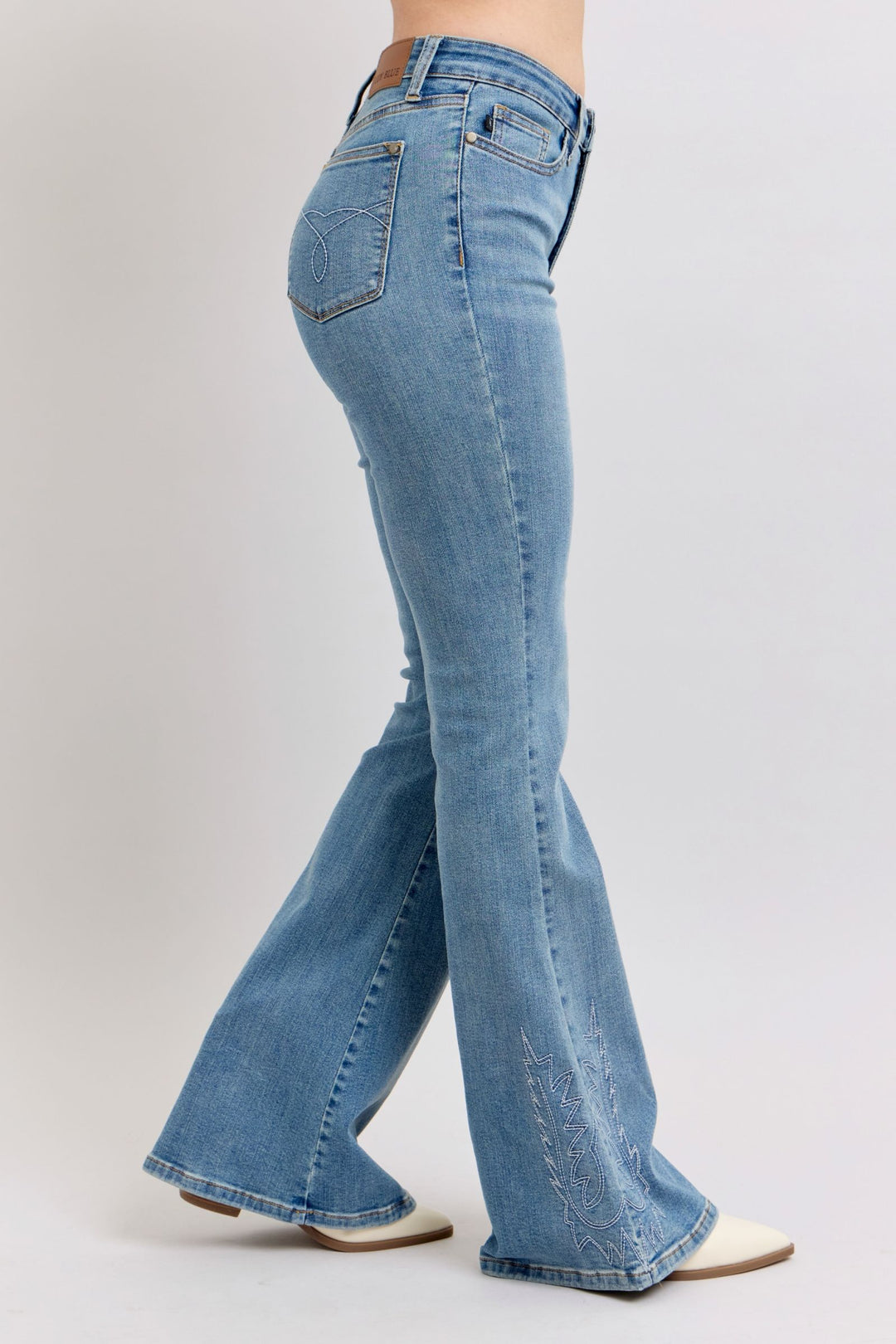 Judy Blue High Waist Western Embroidery Detail Flare Denim