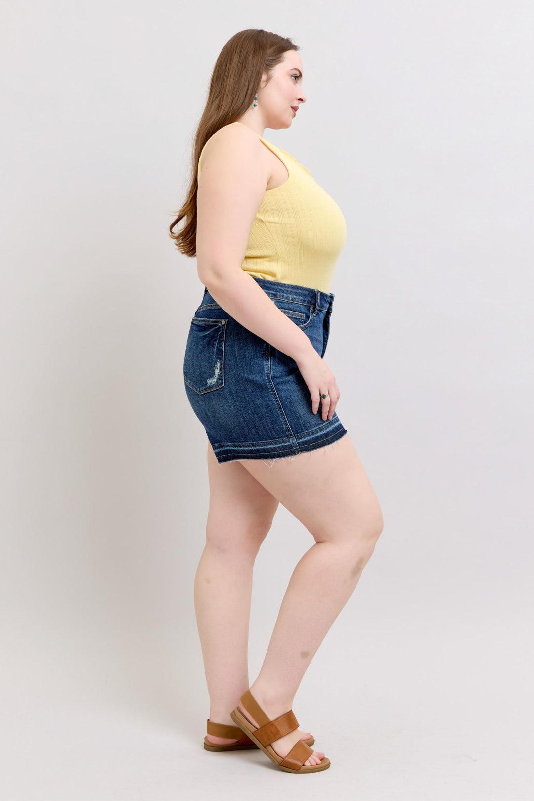 Plus Size - Judy Blue High Waisted Tummy Control Destroy Release Hem Shorts