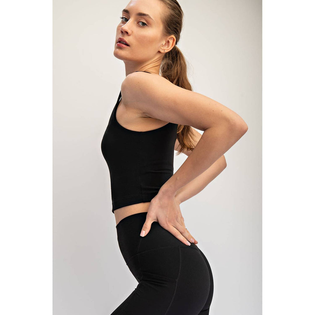 RAE MODE NYLON BUTTER SQUARE NECK CROPPED TANK - 2 colors!