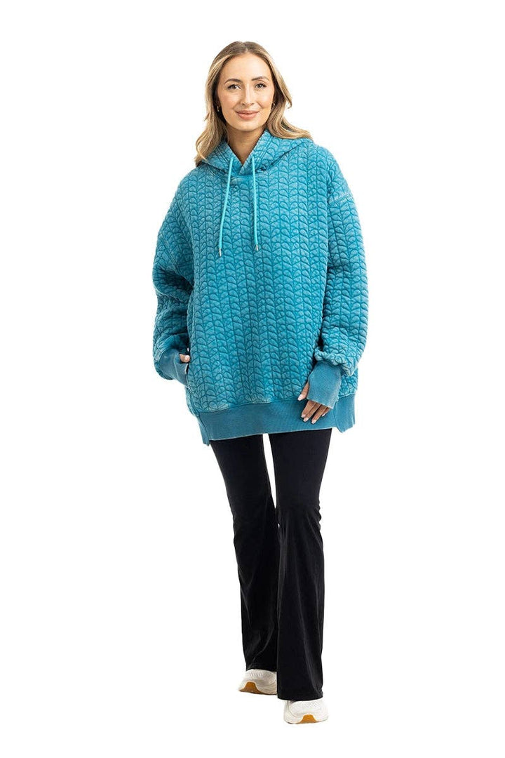 Teal Me More Quilted Heart Hoodie