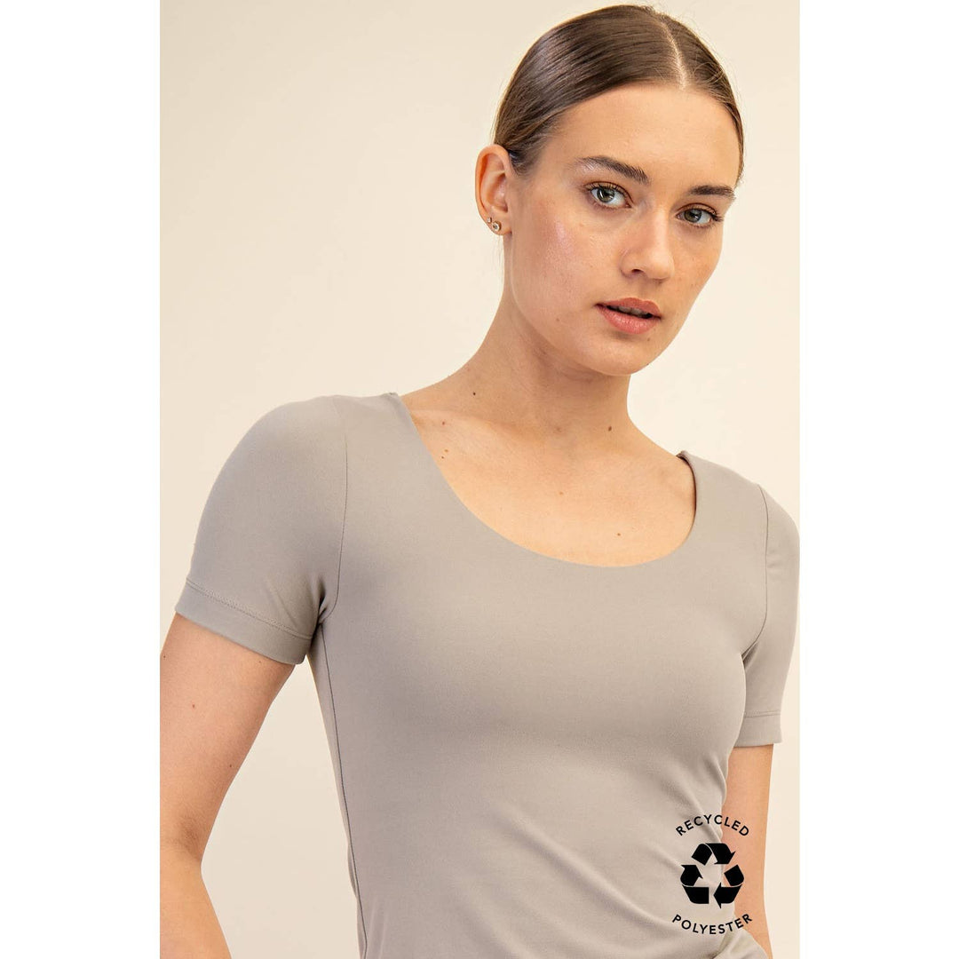 RAE MODE RECYCLED BUTTER ROUND NECK SHORT SLEEVE TOP - 2 COLORS