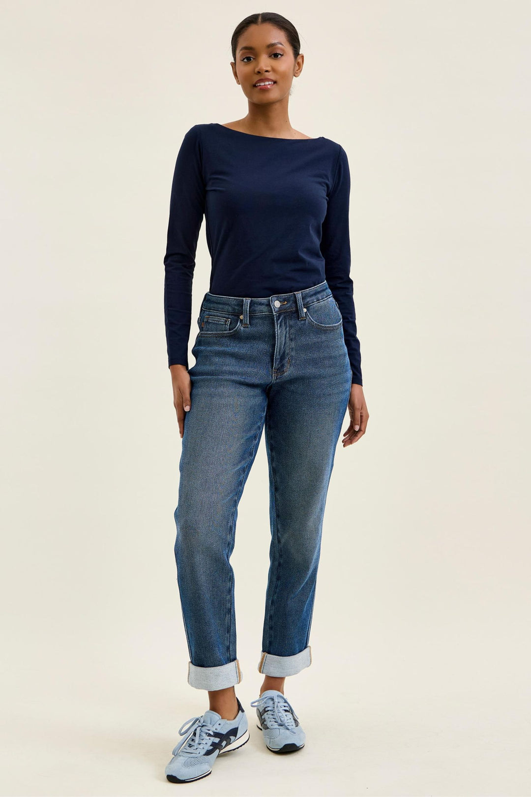 Judy Blue MR BILLIE Boyfriend DK Cozy Indigo (Knit Indigo)