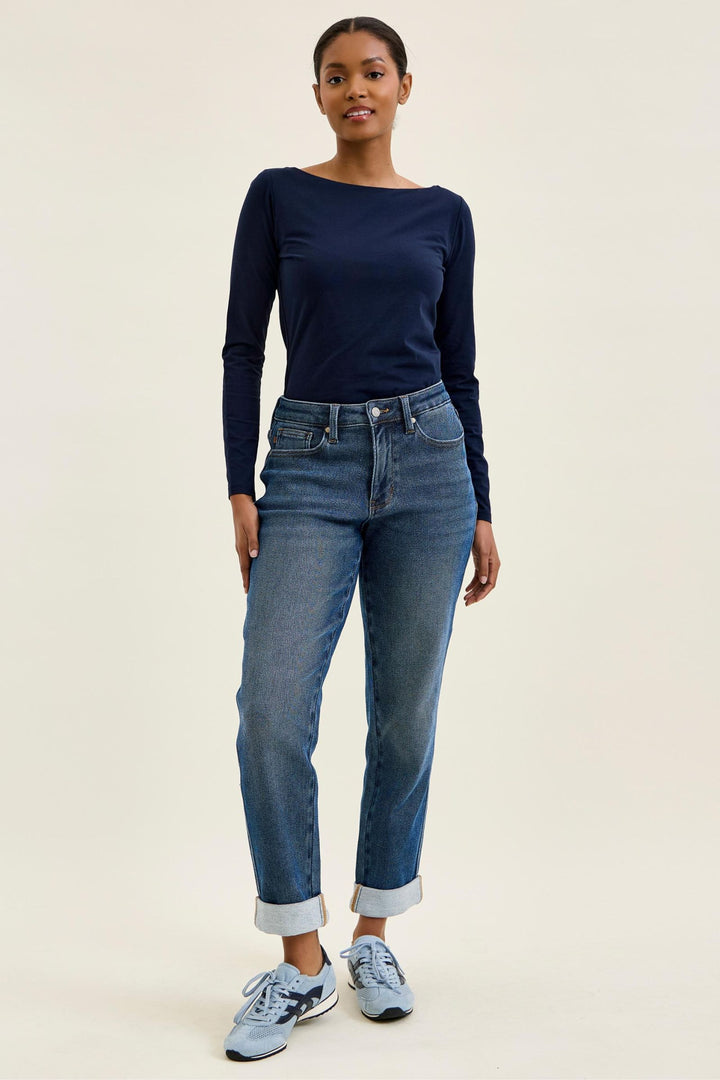 Judy Blue MR BILLIE Boyfriend DK Cozy Indigo (Knit Indigo)