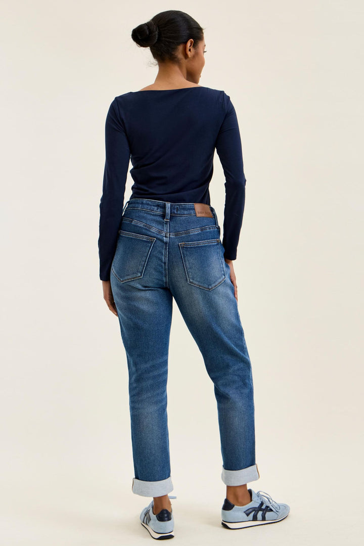 Judy Blue MR BILLIE Boyfriend DK Cozy Indigo (Knit Indigo)