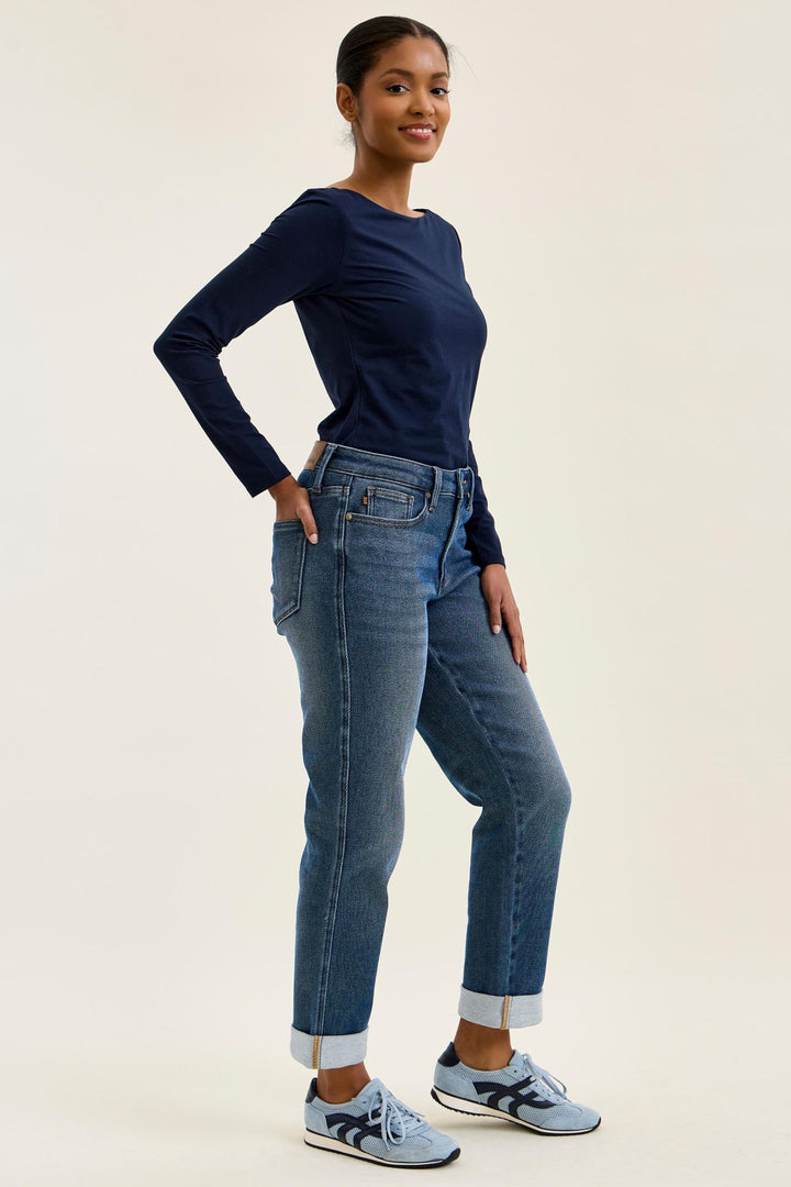 Judy Blue MR BILLIE Boyfriend DK Cozy Indigo (Knit Indigo)