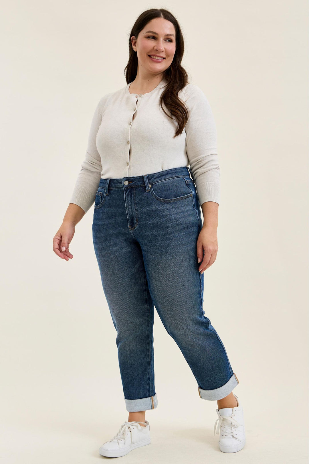 Judy Blue MR BILLIE Boyfriend DK Cozy Indigo (Knit Indigo) Plus Sizes
