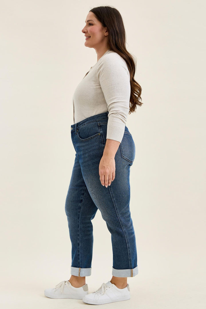 Judy Blue MR BILLIE Boyfriend DK Cozy Indigo (Knit Indigo) Plus Sizes