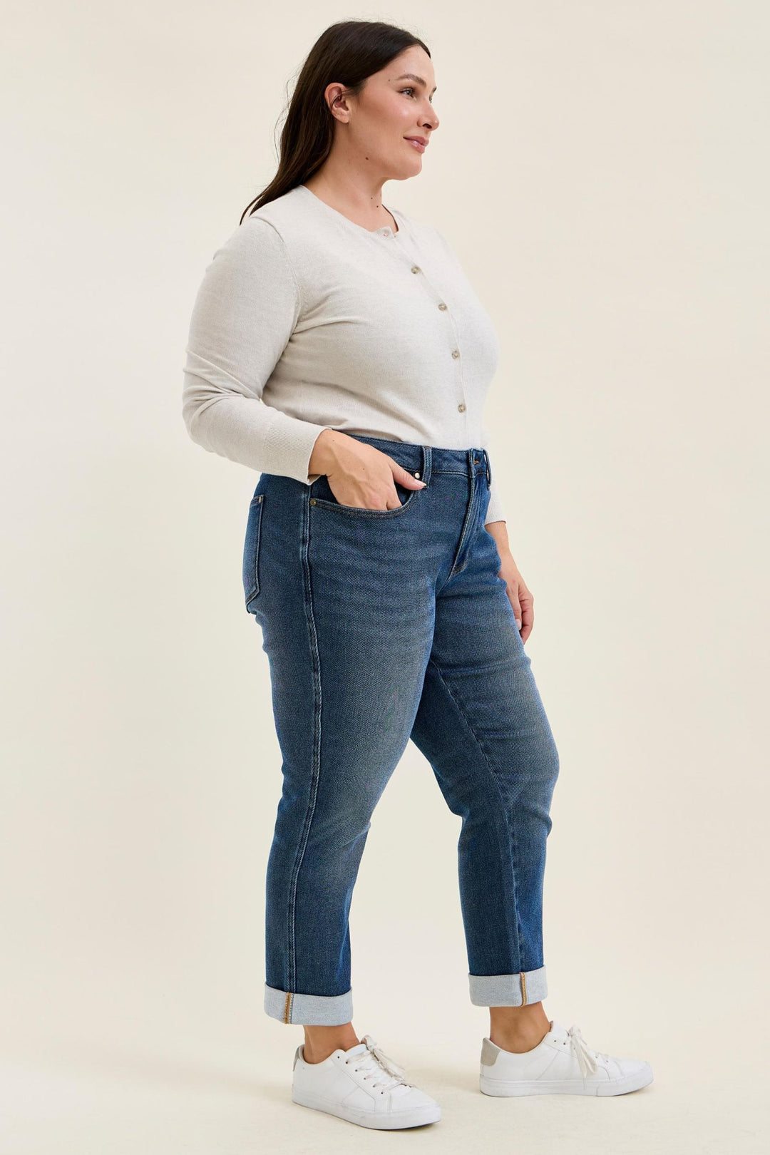 Judy Blue MR BILLIE Boyfriend DK Cozy Indigo (Knit Indigo) Plus Sizes
