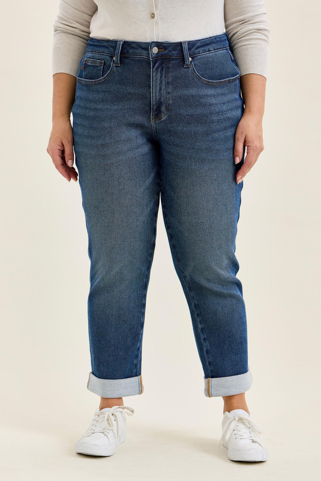 Judy Blue MR BILLIE Boyfriend DK Cozy Indigo (Knit Indigo) Plus Sizes