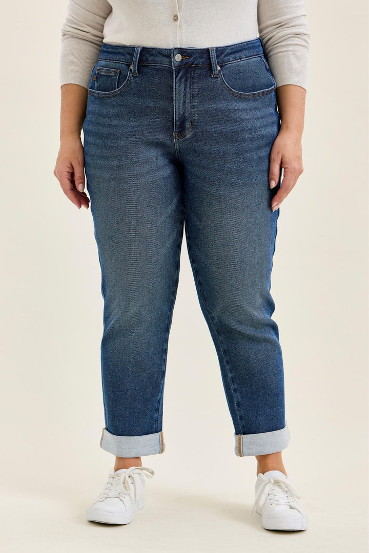 Judy Blue MR BILLIE Boyfriend DK Cozy Indigo (Knit Indigo) Plus Sizes