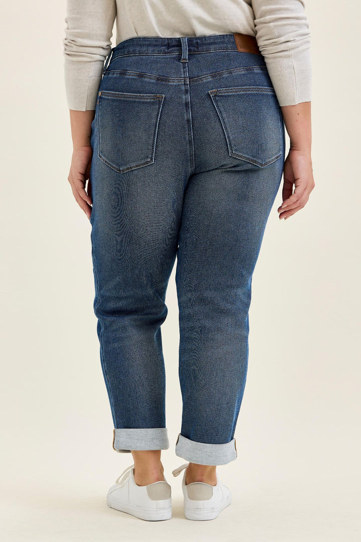 Judy Blue MR BILLIE Boyfriend DK Cozy Indigo (Knit Indigo) Plus Sizes