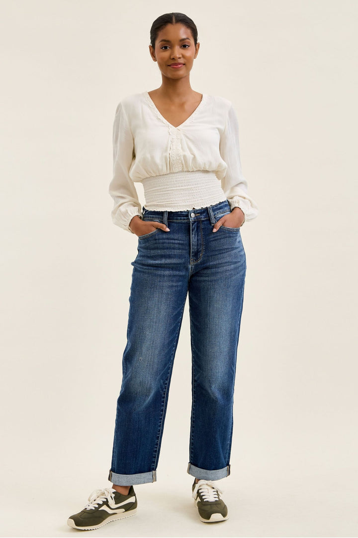 Judy Blue Mid Rise BILLIE Boyfriend DK True Indigo