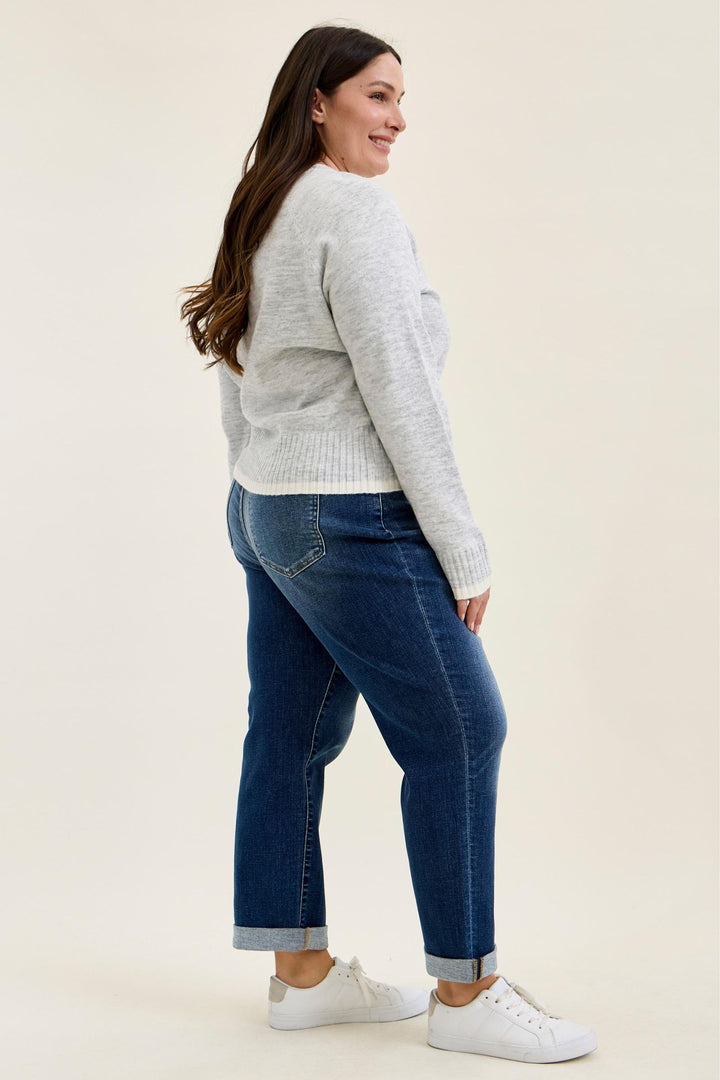 Judy Blue Mid Rise BILLIE Boyfriend DK True Indigo - Plus Sizes