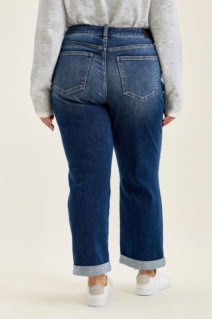 Judy Blue Mid Rise BILLIE Boyfriend DK True Indigo - Plus Sizes