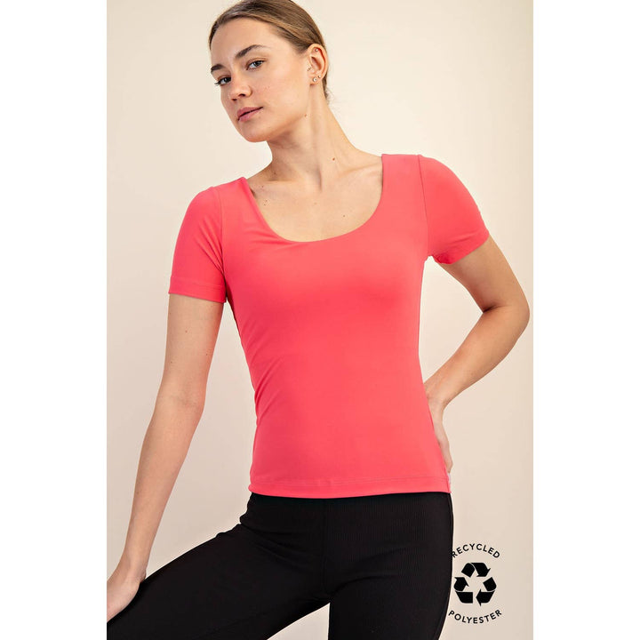 RAE MODE RECYCLED BUTTER ROUND NECK SHORT SLEEVE TOP - 2 COLORS