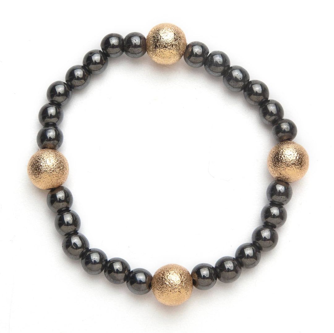 Gold Crystal Ball Black Bracelet