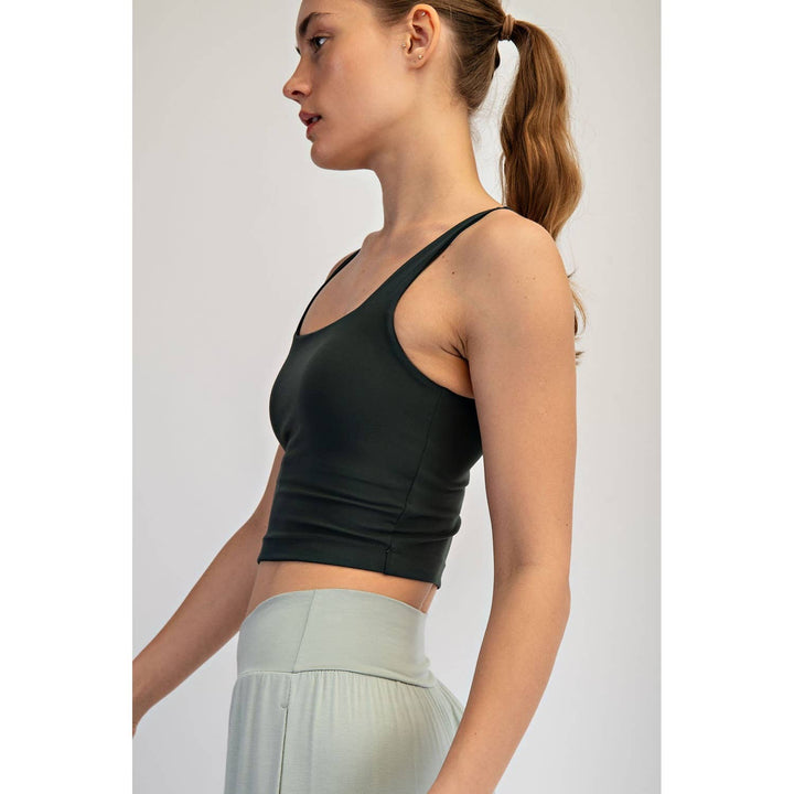 RAE MODE NYLON BUTTER SQUARE NECK CROPPED TANK - 2 colors!