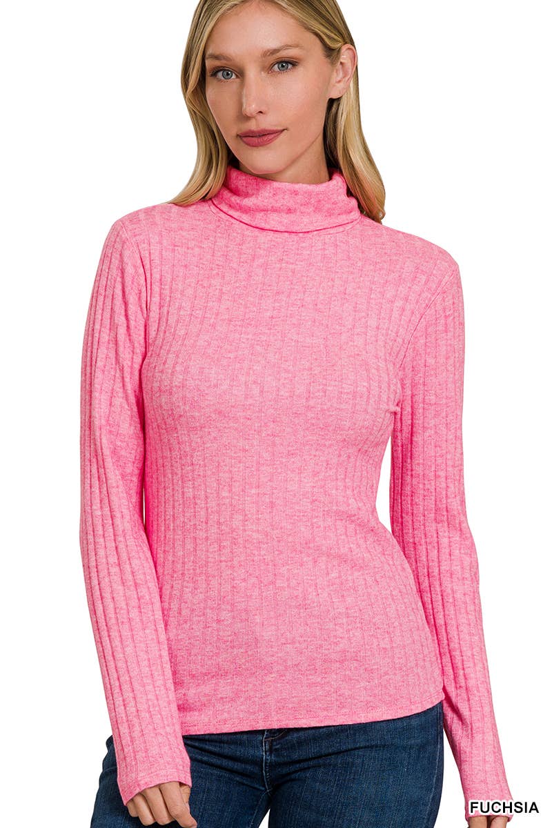 Lightweight Ribbed Turtleneck – in 3 colors – Lavender, Light Teal & Fuchsia