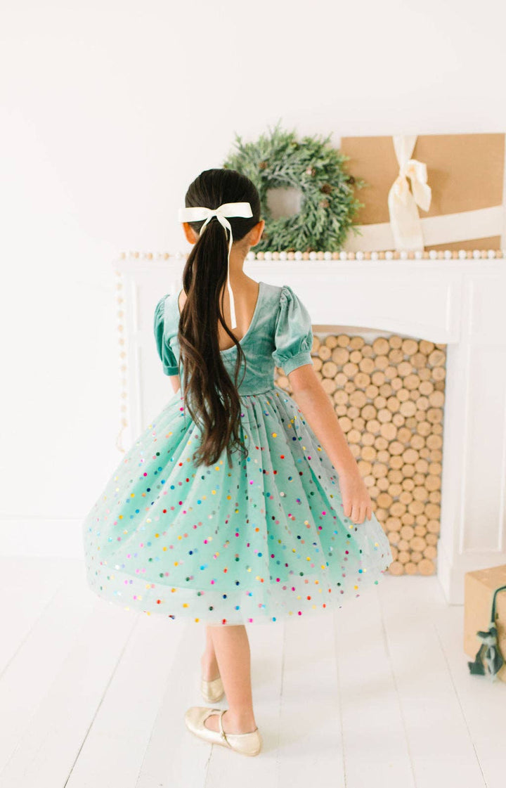 Girls' & Toddler Diana Puff Dress in Minty Confetti