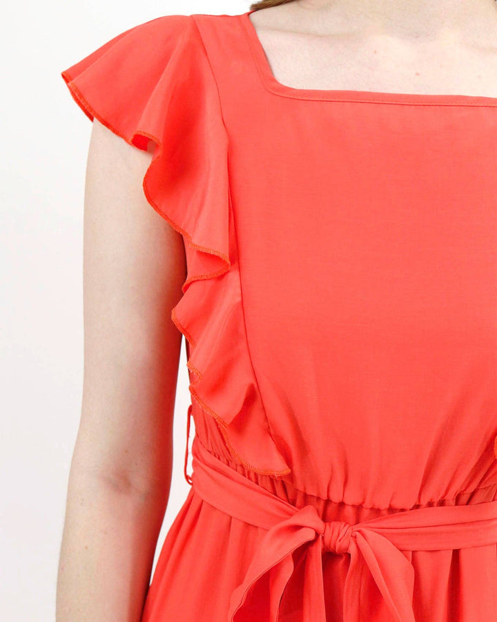 Grace and Lace Ruffle Summer Dress in Papaya