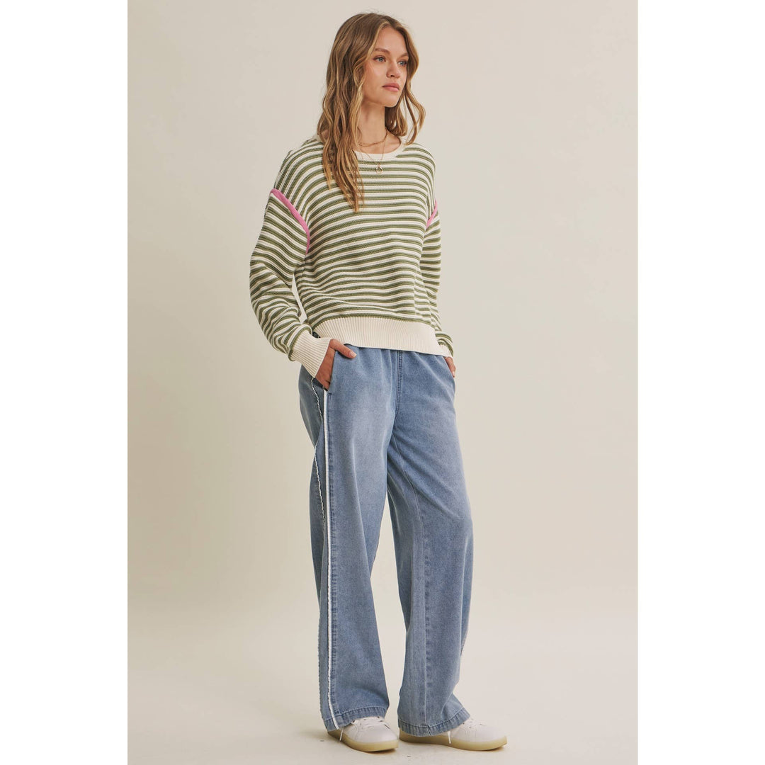 Easy Street Mineral-Wash Denim Track Pants