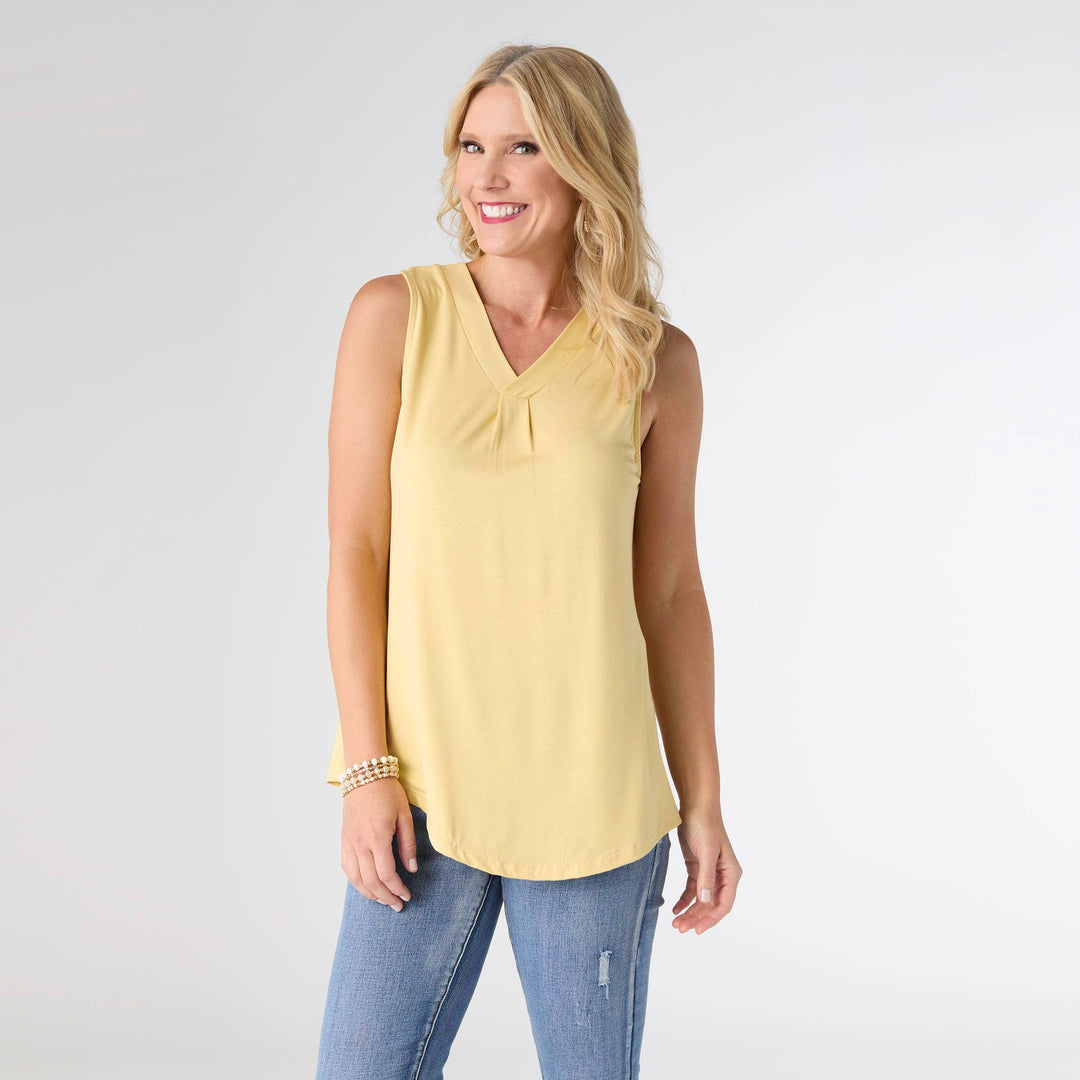 Erin Pleat Back V-Neck Tank - IN 3 COLORS!!
