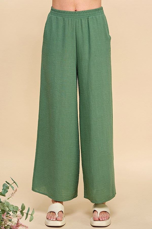 Wide Leg Dress Pant - Green