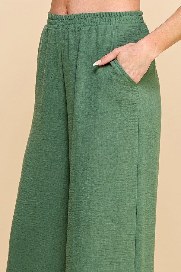 Wide Leg Dress Pant - Green