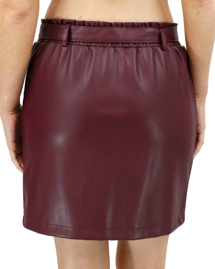 Grace and Lace Butter Faux Leather Skirt in Bordeaux