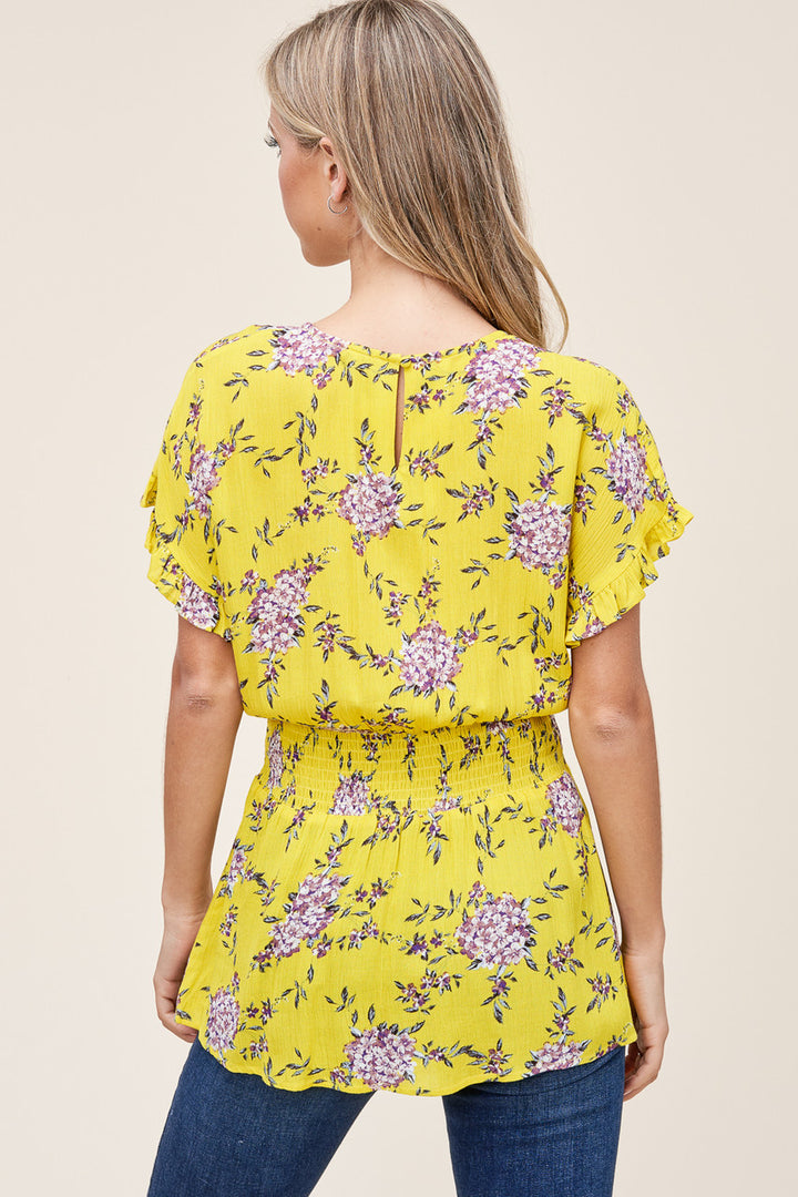 Staccato Smocked Waist Blouse - Yellow