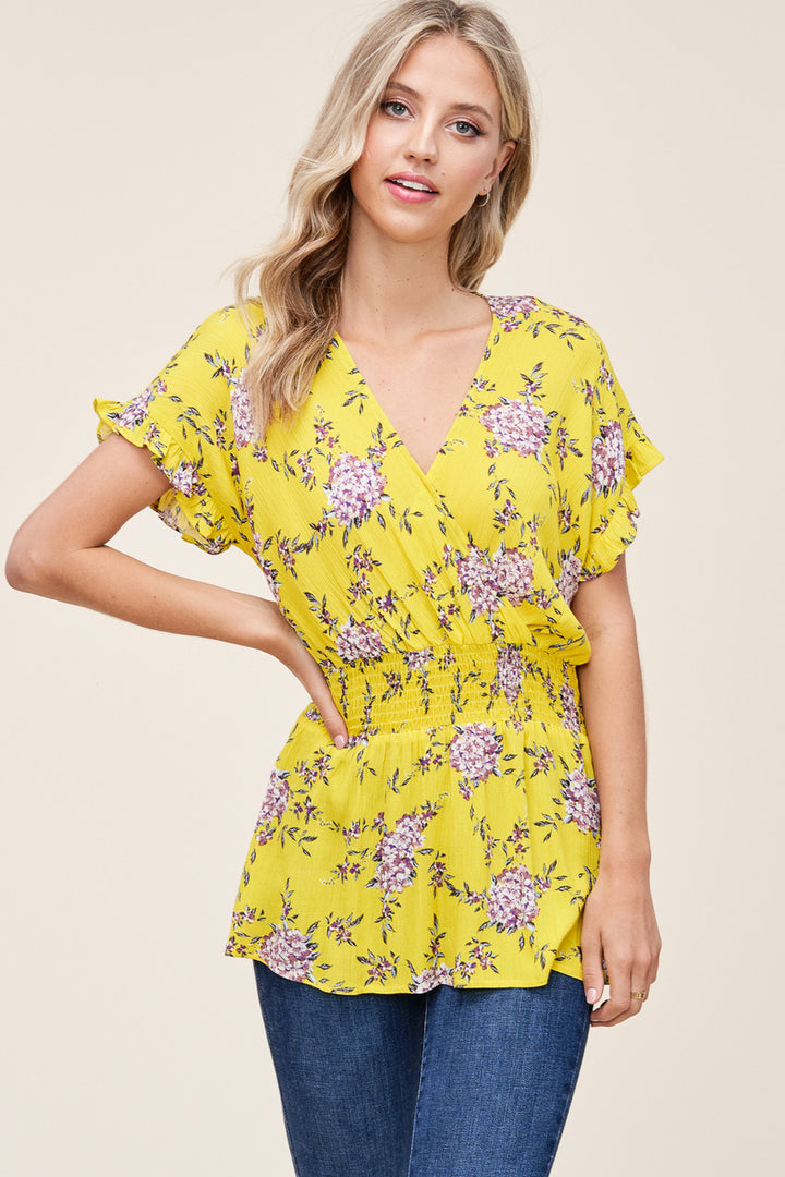 Staccato Smocked Waist Blouse - Yellow