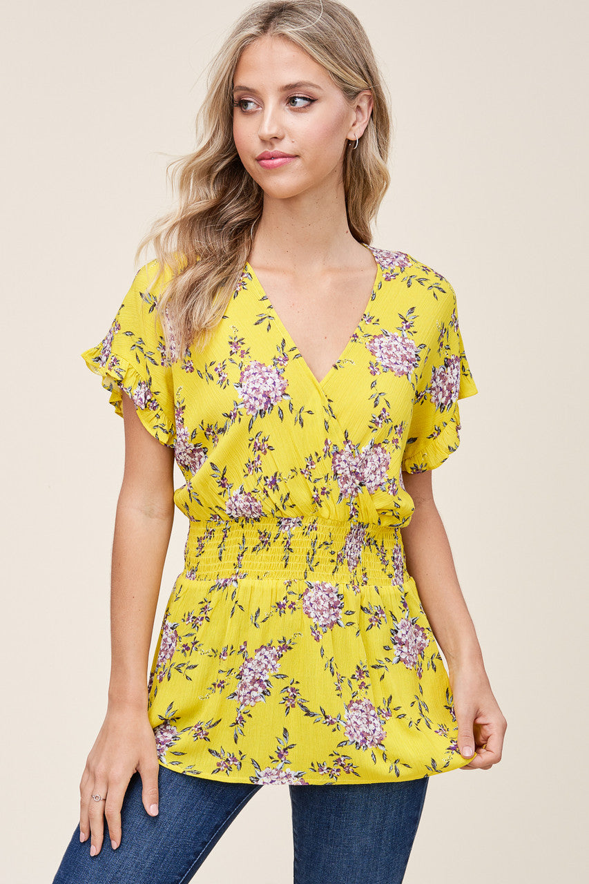 Staccato Smocked Waist Blouse - Yellow