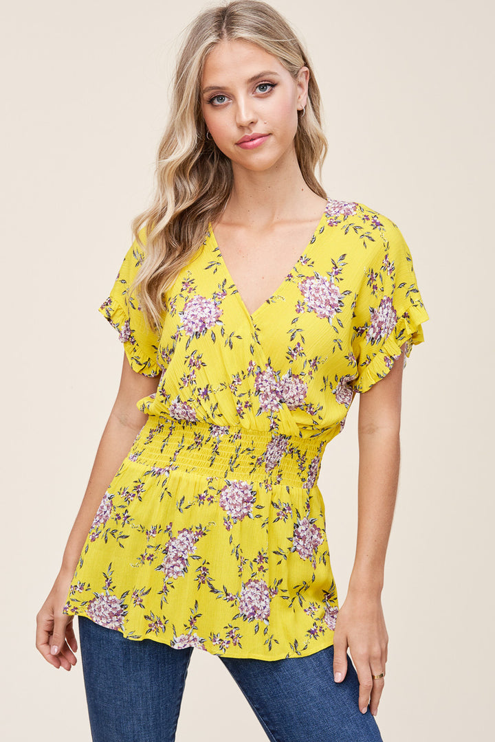 Staccato Smocked Waist Blouse - Yellow