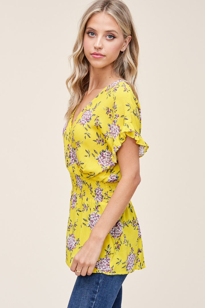 Staccato Smocked Waist Blouse - Yellow