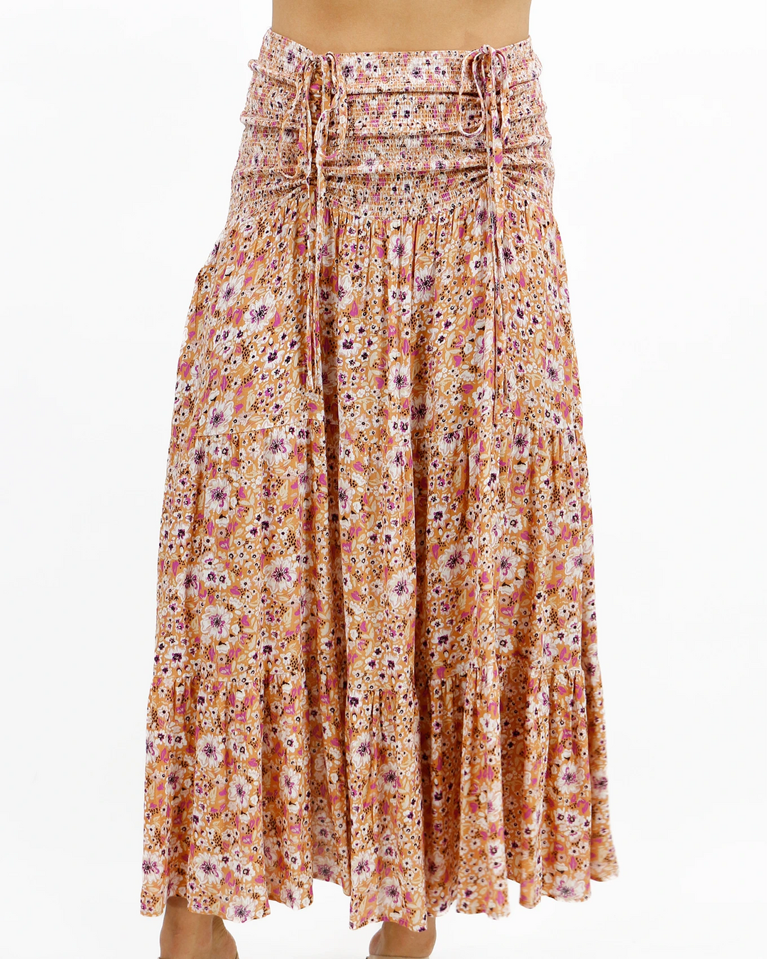 Grace and Lace Convertible Floral Maxi Skirt in Golden Floral