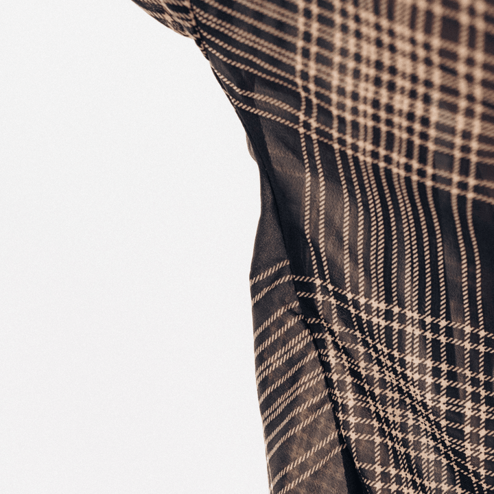 Black Plaid Ice Silk Shirt- Women