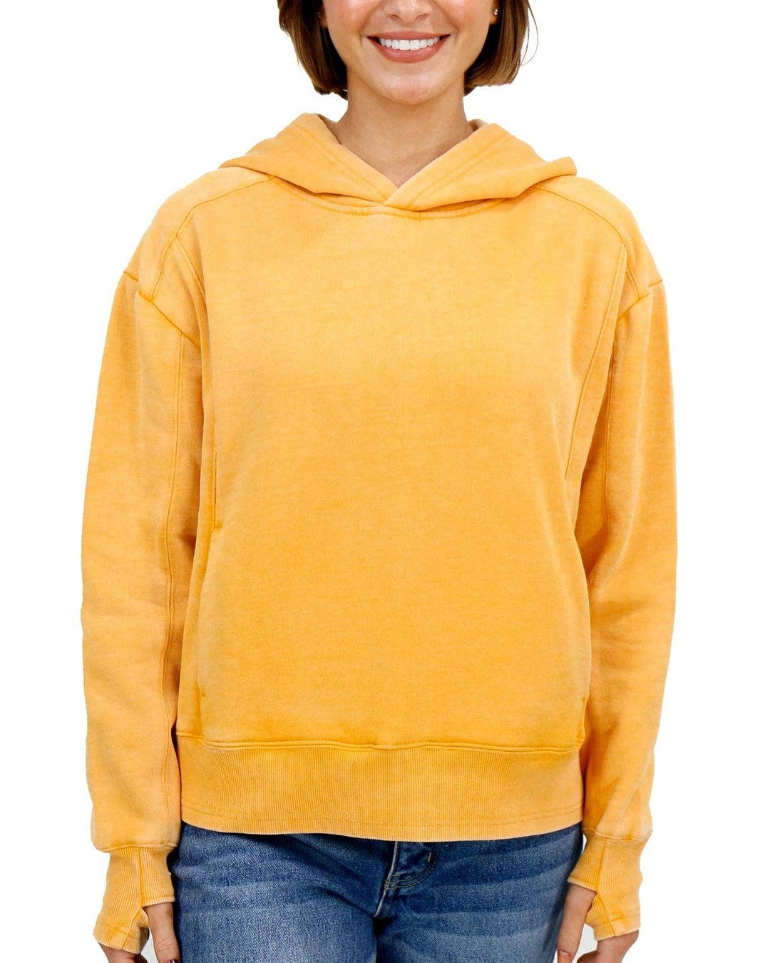 Vintage Washed Fleece Hoodie in Washed Mustard