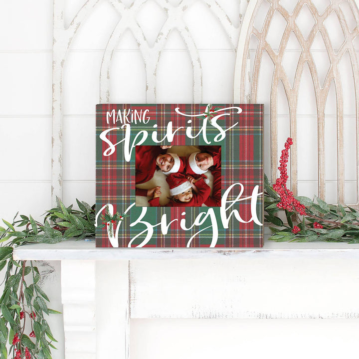 Making Spirits Bright Plaid Photo Frame