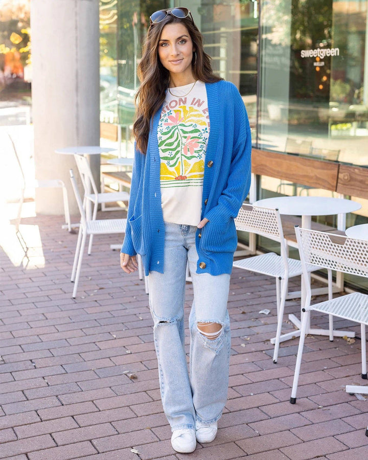 Oversized Comfy Knit Cardigan in Blue