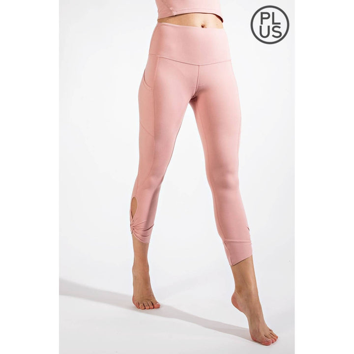 RAE MODE PLUS SIZE CAPRI KEYHOLE YOGA LEGGINGS - DESERT SUN